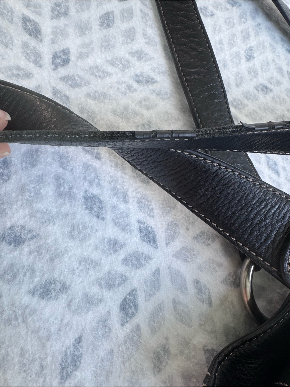 B. Makowsky Black Leather Satchel Shoulder Bag Paisley Lined Large Tote Purse - Picture 11 of 16